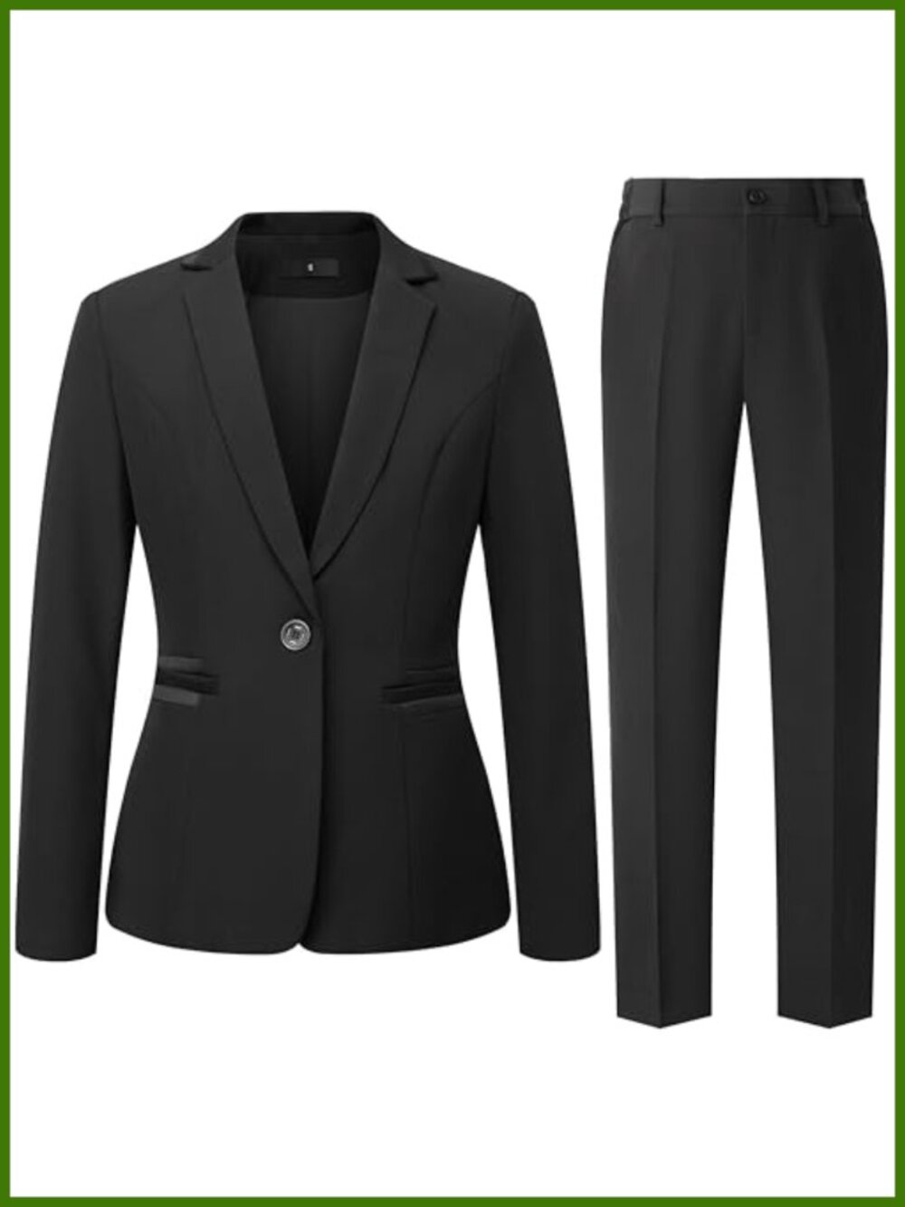 Women's 2 Piece Pantsuit One Button Blazer Slim Fit Business Casual